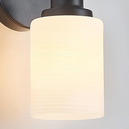4-Light Bathroom Light Fixtures, Black Vanity Lights for Mirror with Textured Milky White Glass Shade, Modern Kitchen Light Fixtures Wall Sconce Light - E26 Base