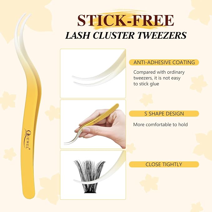 QUEWEL Lash Clusters Kit, 320Pcs 100D Lash Cluster Eyelash Extensions | Mix 12-18mm 3D Eyelash Clusters with Lash Bond and Seal and Lashes Tweezer Easily Create 3D Lashes Clusters at Home(100D Kit)