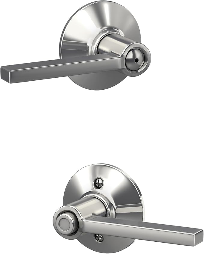 Schlage F40 LAT 625 Latitude Door Lever, Bed & Bath Privacy Lock, Bright Chrome