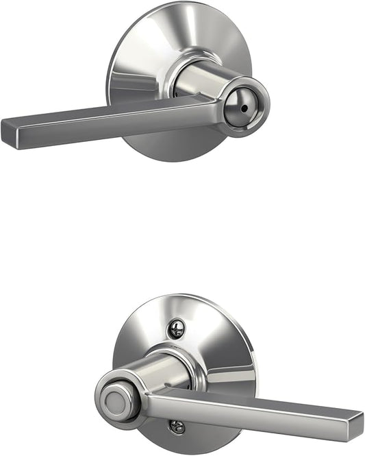 Schlage F40 LAT 625 Latitude Door Lever, Bed & Bath Privacy Lock, Bright Chrome