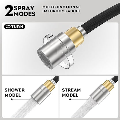 Tall Bathroom Faucets with Pull Down Sprayer, Brushed Nickel High Arc Single Handle Pull Out Faucet, 1 or 3 Hole Utility Sink Laundry Bar Faucet Pull Out with Deck Plate WE10CL-ZY-BN
