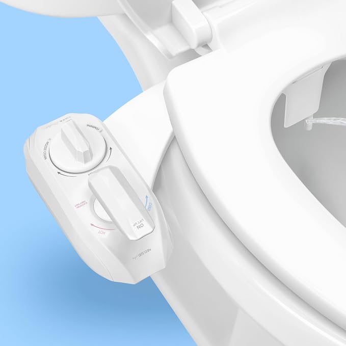 LUXE Bidet NEO 320 PLUS - Warm Water Bidet Attachment for Toilet, White 2 | Non-Electric, Warm Water, Dual Nozzle, Slide-In Install, 360° Self-Clean, EZ-Lift to Clean, Feminine & Rear Wash