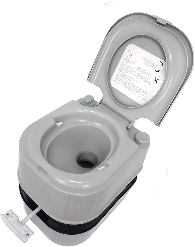 SMT- Gray 24L Advanced Portable Toilet Flush Camping Travel Outdoor Picnic Piston Pump Commode [P/N: ET-TOILET002-24L]