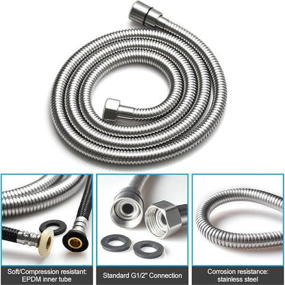 Brushed Nickel Dual Modes Brass Shower Wand High Pressure 7 Inch Brushed Finish Shower Head Sprayer Hand 2 In 1 Function Handheld Shower Head Set with 59 Inch Hose, Bracket