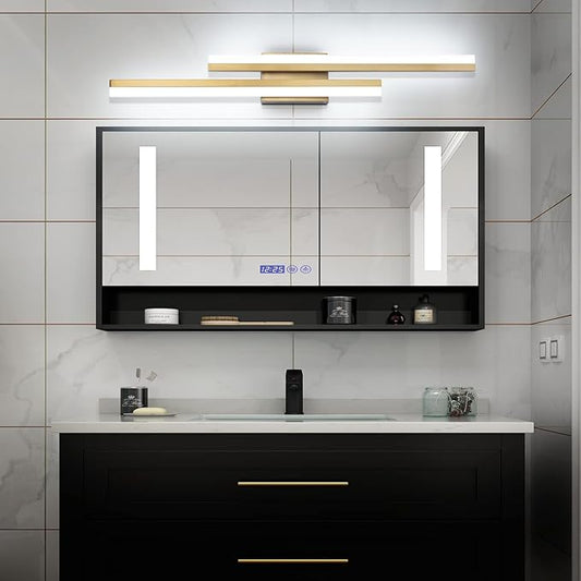 PRESDE 32 Inch LED Vanity Light Brushed Gold Bathroom Light Fixtures Over Mirror Modern Bath Wall Lighting Bar Dimmable