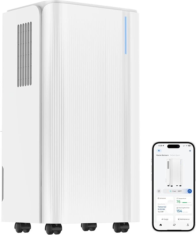 1500 Sq.Ft Dehumidifier for Basement with Drain Hose,24 Pints Dehumidifier for Home,Bedroom,Bathroom Low Noise With Smart Compressor,Intelligent Humidity Control, 24HR Timer