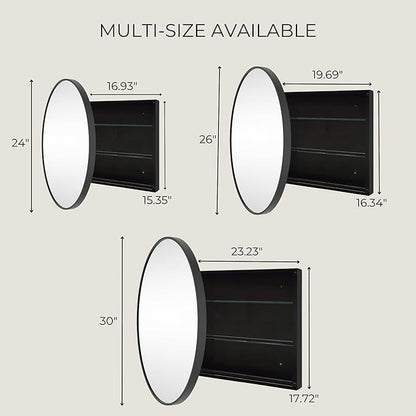 Surface Mount Polished Nickel Round CircleBathroom Medicine Cabinet with Mirror Circlular Shaped Stainless Steel Metal Framed Medicine Cabinets Bathroom Cabinet with Mirror 24'' Diameter