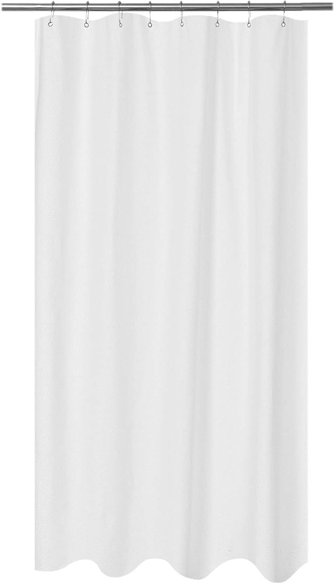 Embossed Microfiber Stall Shower Curtain Liner 48 x 72 inches, Soft Fabric Shower Curtain Washable and Water Repellent,48x72, White