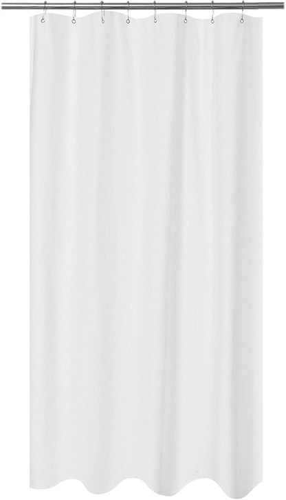 Embossed Microfiber Stall Shower Curtain Liner 48 x 72 inches, Soft Fabric Shower Curtain Washable and Water Repellent,48x72, White