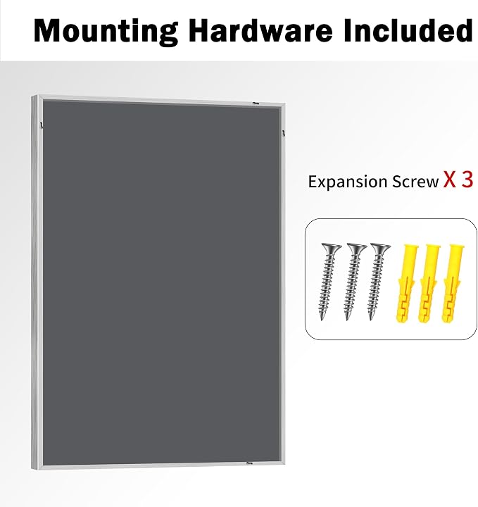 CIRCUMI 60"x40" Brushed Silver Bathroom Mirror, Double Sink Vanity Mirror | Chunky Box Metal Frame, Shatterproof, Tempered Glass, Bathroom Remodel&New Home, Large Rectangular Mirror for Living Room