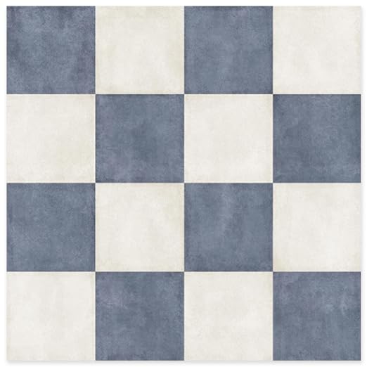 Peel and Stick Floor Tile, Checkered Vinyl Flooring Waterproof, Snap-Proof DIY Flooring Tiles for Bathroom, Kitchen, Fireplace, Wall, Backsplash, No Residue, 20 Tiles-7.87" Thin Version, Blue
