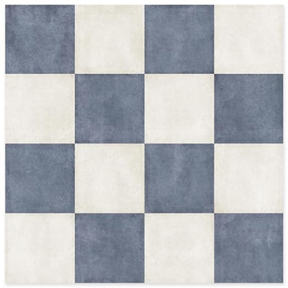 Peel and Stick Floor Tile, Checkered Vinyl Flooring Waterproof, Snap-Proof DIY Flooring Tiles for Bathroom, Kitchen, Fireplace, Wall, Backsplash, No Residue, 20 Tiles-7.87" Thin Version, Blue