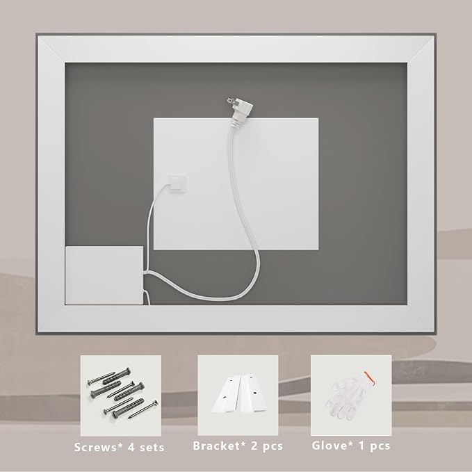 48x32 LED Lighted Bathroom Mirror for Vanity Wall | Front Light and Backlit, Anti-Fog, Memory, 3 Color, Tempered Glass, Dimmable, Rectangular, UL, Horizontal/ Vertical Mounted