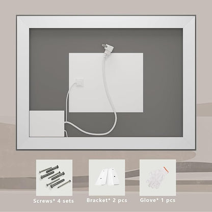 48x38 LED Lighted Bathroom Mirror for Vanity Wall | Front Light and Backlit, Anti-Fog, Memory, 3 Color, Tempered Glass, Dimmable, Rectangular, UL, Horizontal/ Vertical Mounted