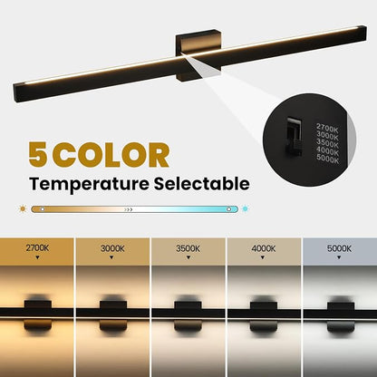 39 Inch Modern Bathroom Vanity Light - Black Bathroom Light Fixture Over Mirror with Up & Down Lighting 30W Dimmable 5CCT LED Bath Vanity Lights for Bathroom Restroom Bedroom