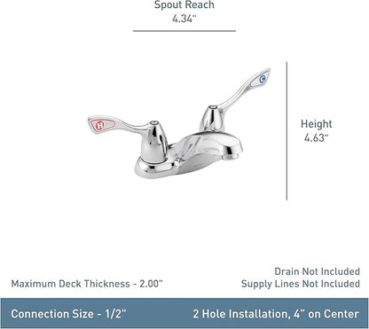 Moen Commercial M-Bition Chrome Two-Handle Centerset Bathroom Faucet 1.5 GPM, 8800
