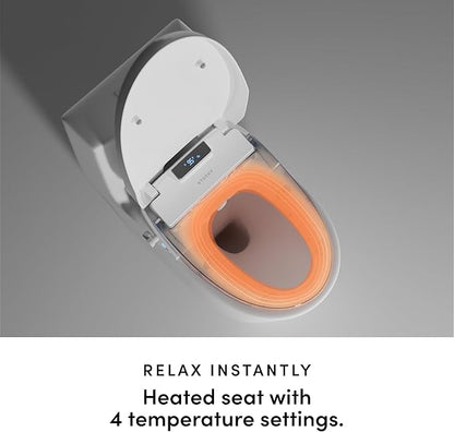 TUSHY Aura Luxury Electric Bidet Seat | Heated Toilet Seat with Temperature Control, Self-Cleaning Nozzle, Instant Adjustable Warm Water & Dryer (Remote Control & Auto Open, Soft Close Lid), Elongated