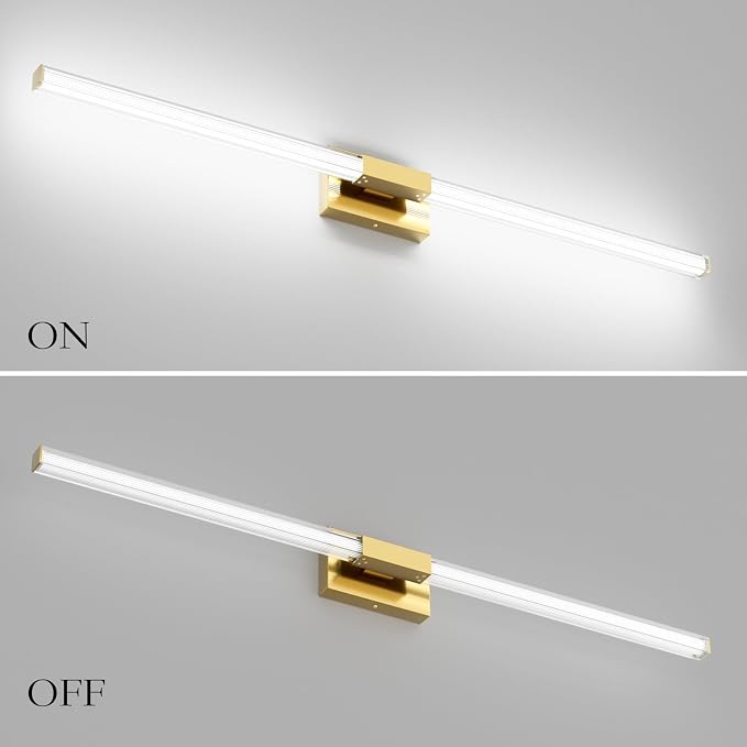 Ralbay 48inch Gold Bathroom Vanity Lights Bar 36W Modern LED Gold Vanity Light Fixtures Over Mirror(5500K White Light)