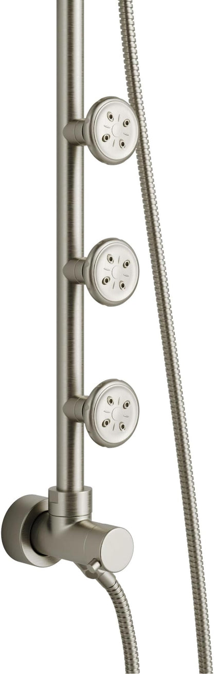 Lanikai Rain Shower Head with Handheld Spray Combo - 1028-BN-1.8GPM, Brushed Nickel - 8" Rain Showerhead with Handheld Sprayer, 3 Spray Jets, 5-Function Rainfall Shower Head with Hose, 1.8 GPM