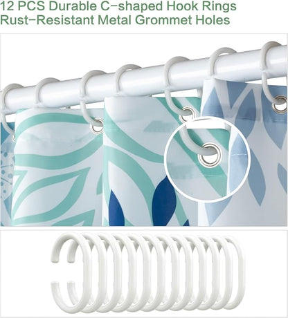 Shower Curtain Dahlia, Floral Shower Curtain Teal Blue Flowers Shower Curtains with Hooks for Bathroom Waterproof Polyester Fabric Machine Washable Home Farmhouse Decor Bath Curtains 72 X 72 Inches