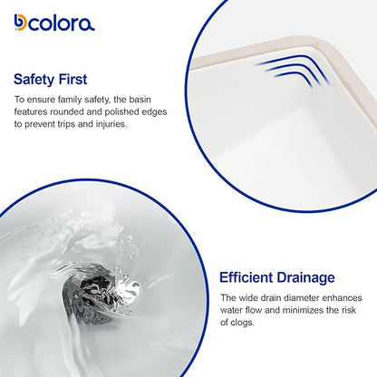 Dcolora 23x16 In. Undermount Bathroom Sink, Boat-Shaped Fireclay White Ceramic Porcelain Lavatory Vanity Bath Sink Under Counter Vessel Sink, Farmhouse Style #DC-UVS2538002