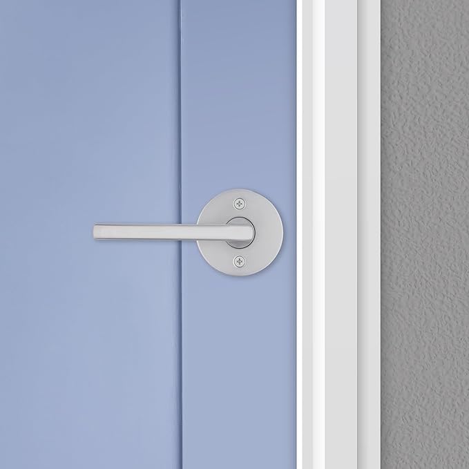Kwikset Halifax Dummy Door Handle, Single Sided Round Lever for Closets, French Double Doors, and Pantry, Satin Chrome Non-Turning Reversible Interior Push/Pull Lever, with Microban Protection