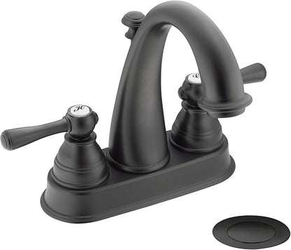 Moen 6121WR Kingsley Two-Handle High-Arc Bathroom Centerset Faucet with Drain Assembly, Wrought Iron