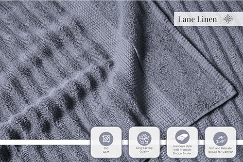 LANE LINEN Towel Set for Bathroom Soft Absorbent Quick Dry - Cool Grey