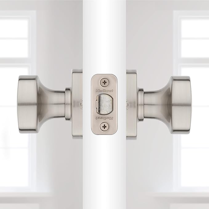 Kwikset Arroyo Knob Interior Passage Door Knob, Handle For Closet and Hallway Doors, Non-Locking Doorknob in Satin Nickel, with Microban Protection