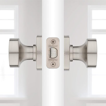 Kwikset Arroyo Knob Interior Passage Door Knob, Handle For Closet and Hallway Doors, Non-Locking Doorknob in Satin Nickel, with Microban Protection