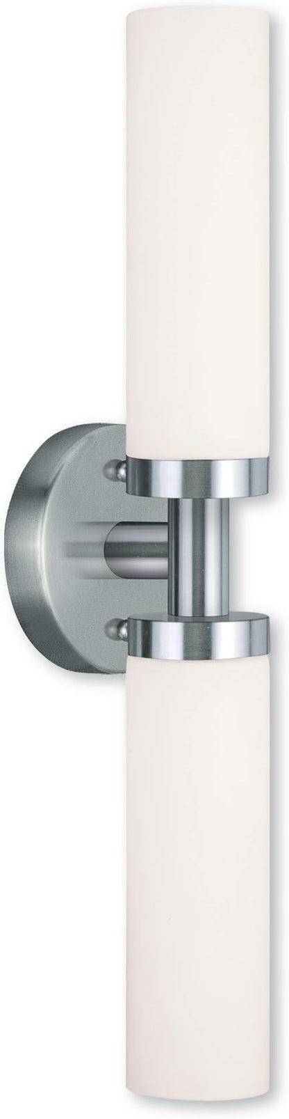 Livex Lighting 10104-91 Aero 2-Light Bath Light, Brushed Nickel, 4.5''Hx18''W