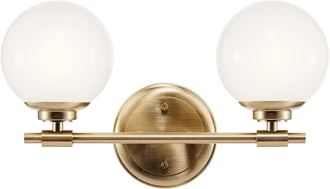 Kichler Benno 2-Light Vanity, Modern Light with Opal Glass in Champagne Bronze, for Bathroom or Powder Room (8.75" x 14.75"), 55171CPZ