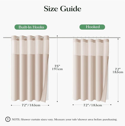 Blush Pink Hook Free Waffle Shower Curtain & Snap-in Liner,72x75 | Less Time to install, 3 in 1 Fabric Shower Curtain and Liner Set with Magnets, Mesh Top Window, Shower Curtains for Bathroom