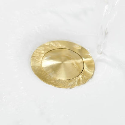 Pop up Sink Drain Stopper for Bathroom Vessel Vanity Sink Art Basin Brushed Gold, Small Cap Without Overflow, Metal Pop-up Drain Strainer with Detachable Basket Stopper | Pop Up Drain, Made of Metal, Small Cap, with Detachable Basket Stopper, Drain Fas...
