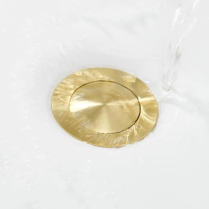 Ultimate Unicorn Bathroom Sink Stopper, with Overflow Hole, Brushed Gold | Pop Up Drain, Made of Metal, Small Cap, with Detachable Basket Stopper, Drain Fast, for Bathroom Vessel Vanity Sink Art Basin
