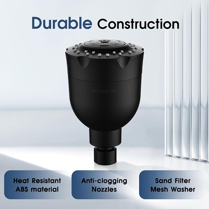 High Pressure Boosting Shower Head, ALOHOME 6 Powerful Spray Settings - Perfect for Low Water Pressure Homes, 3.6" Luxury Modern Shower Head with 360° Adjustable Brass Ball Joint - Matte Black