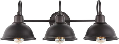 JONATHAN Y 27" Oil Rubbed Bronze Farmhouse Industrial 1-Light LED Vanity Wall Sconce for Bathroom Mirror Kitchen, Metal Shade, Dimmable Vintage Lighting, LED Bulb Included (JYL7483B)