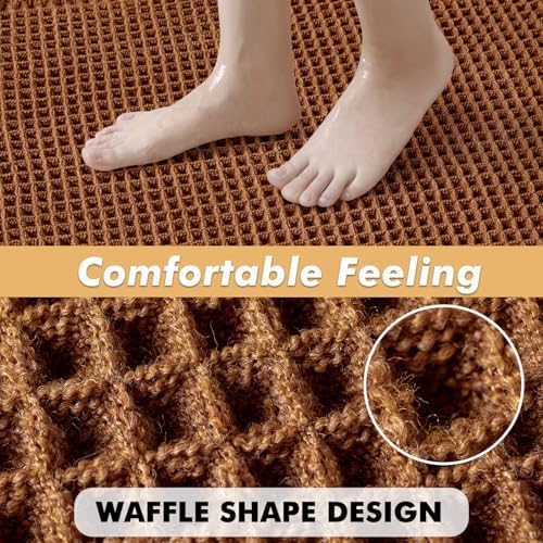 MIULEE Fall Terracotta Set of 2 Waffle Bathroom Rugs Bath Mat 17x24 Inch