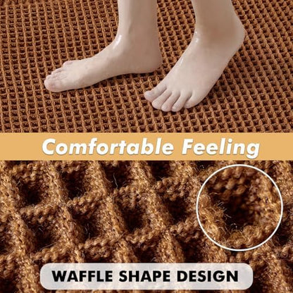 MIULEE Fall Terracotta Set of 2 Waffle Bathroom Rugs Bath Mat 17x24 Inch