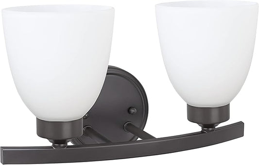 Aspen Creative 62203-2, Two-Light Metal Bathroom Vanity Wall Light Fixture, 13" Wide, Transitional Design in Oil Rubbed Bronze, 2