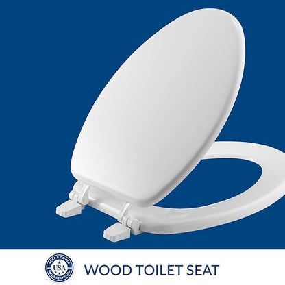 Bemis 1400TTA Economy Durable Wood Toilet Seat, Made in USA, Elongated, White (Pack of 2)