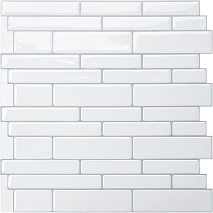 WOWSTAR 10-Sheet White Peel and Stick Backsplash Tiles for Kitchen, Marble Look Stick on Tiles for Kitchen, 12 inches x 12 inches | Peel and stick backsplash, self-adhesive wall tile, White, marble, waterproof, kitchen bathroom wall, 10-sheet, set A