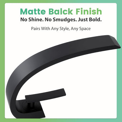 Bathroom Sink Faucet Modern Single Hole 1-Handle Faucet, Matte Black Solid Brass Faucets,Unique Bathroom faucets Mixer Tap