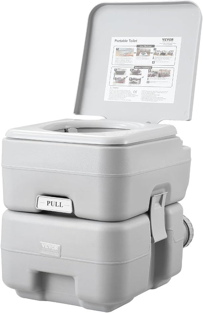 VEVOR Portable Toilet for Camping, RV Toilet with Carry Bag, 5.3 Gal Waste Tank & 3.2 Gal Flush Tank, Push-Button Pressurized Flush Commode, Leak-proof and Odourless Travel Toilet for Camping Car
