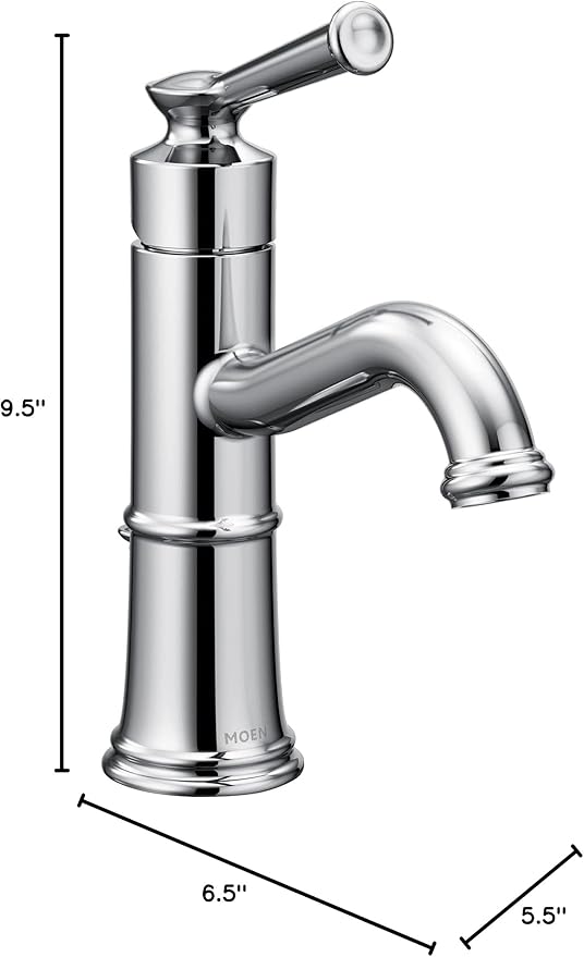 Moen Belfield Chrome One-Handle Bathroom Sink Faucet with Drain Assembly and Optional Deckplate, 6402