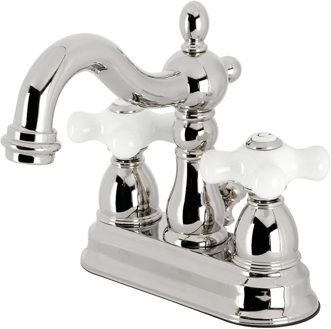 Kingston Brass KB1606PX Heritage 4 in. Centerset Bathroom Faucet, Polished Nickel