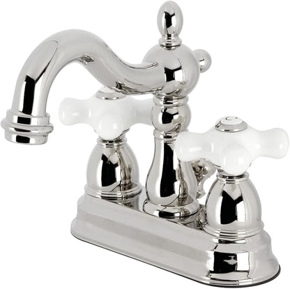 Kingston Brass KB1606PX Heritage 4 in. Centerset Bathroom Faucet, Polished Nickel