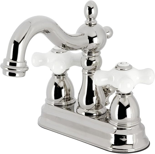 Kingston Brass KB1606PX Heritage 4 in. Centerset Bathroom Faucet, Polished Nickel