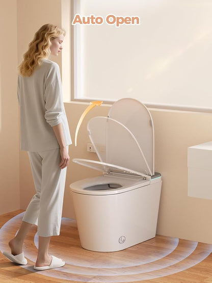 Smart Toilet with Bidet Built in, Auto Lid Open/Close, ADA Height Heated Seat, Warm Water/Dryer, Night Light, Dual Auto Flush, Foot Sensor Operation, Modern Elongated One-Piece Toilet