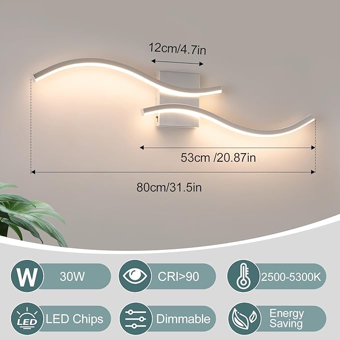 Bathroom Vanity Light Fixture, 26W 5CCT Dimmable Modern Led Bathroom Light Fixtures Over Mirror, LED Vanity Lighting Bar for Bathrooms (Brushed Nickel, 31.5inch)